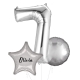 Large Silver Shape Balloon No 8 (3 Balloons Gift Boxed)