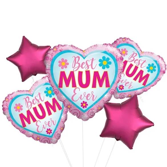 Best Mum Ever Heart Balloon (3 Balloons Gift Boxed)