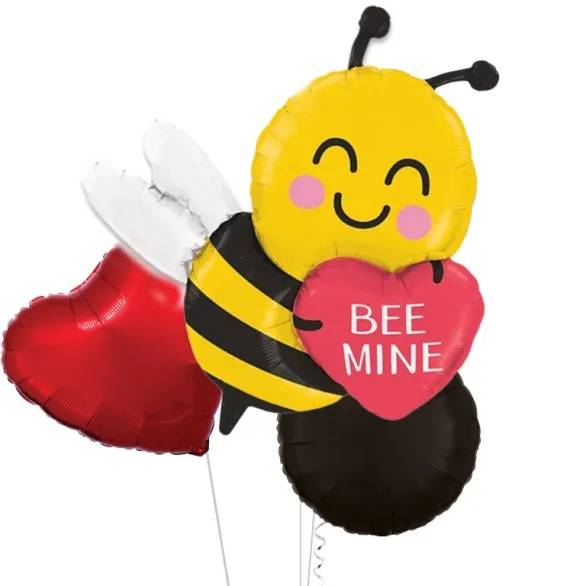 Bee Mine Supershape Heart Foil Balloon (3 Balloons Gift Boxed)