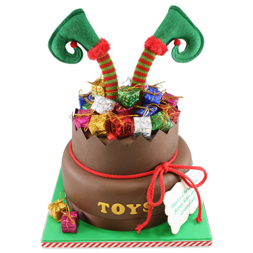 Elf in a Toy Sack Two~Tier Cake