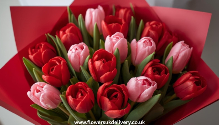 Valentine's gifts flowers tulip bouquet romantic delivery UK