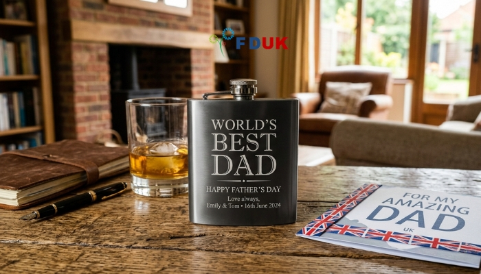 Personalized gifts for dad UK — engraved hip flask Father's Day gift 