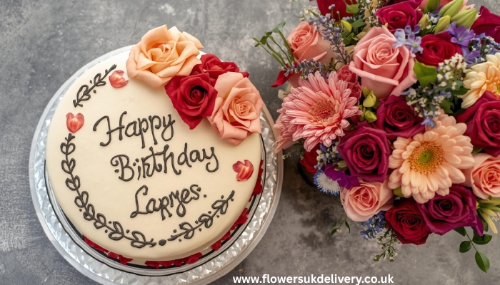 Online flower delivery UK with personalized birthday cake