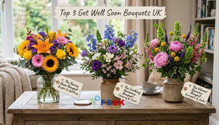 Cascade Bouquet Get Well Soon Flowers Delivery UK – pink lilies and roses Relevance: Directly shows the featured bouquet being described