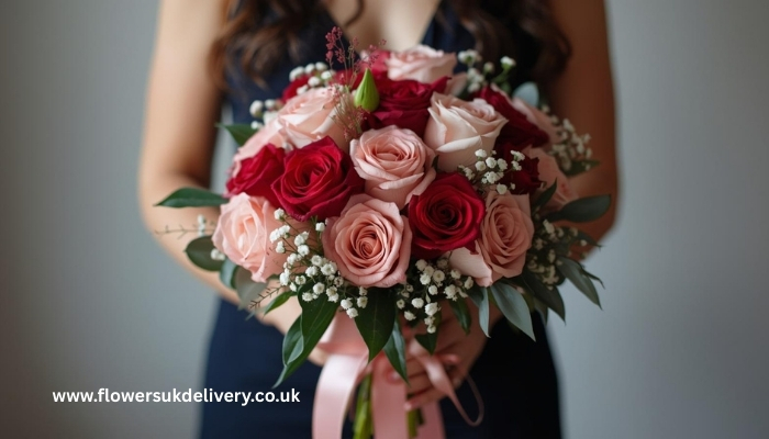 Person receiving Valentine's Day flowers UK romantic gift delivery
