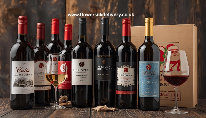 Christmas gift ideas unique gift basket flowers wine gourmet treats festive hamper