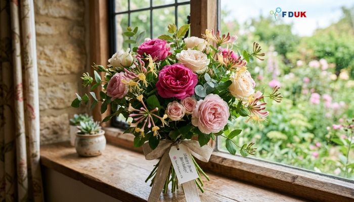 Fresh birthday flowers — daffodils and sweet peas for March and April birthdays UK