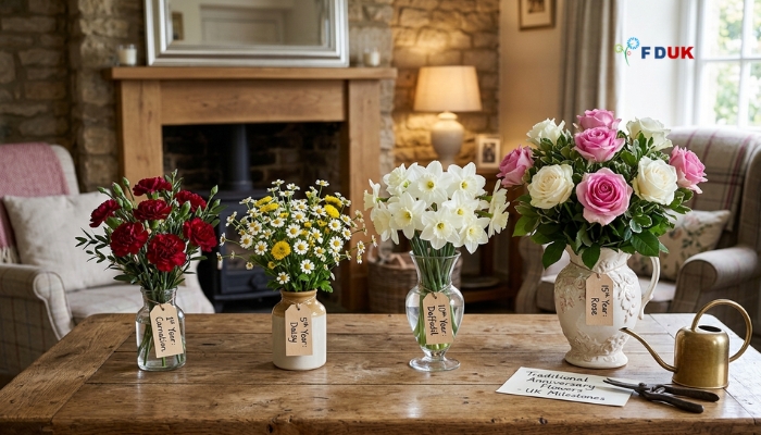traditional anniversary gift flowers by milestone year UK