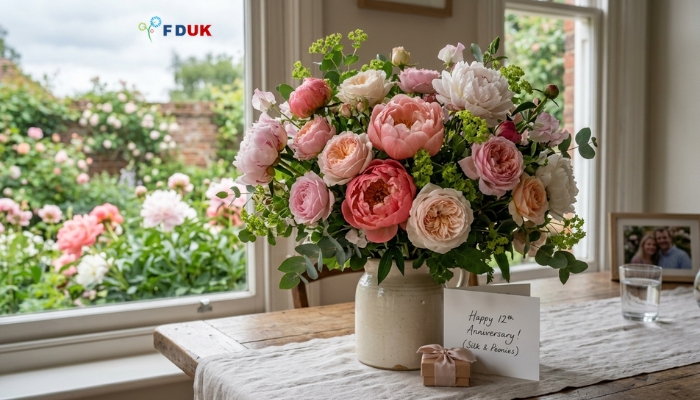 anniversary gift flowers dahlias roses UK delivery milestone