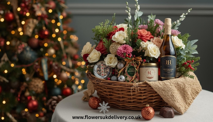 send Christmas gifts delivery to UK gift hamper flowers