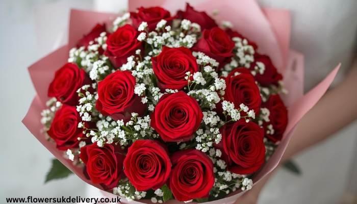 Beautiful Valentine's Day flowers red roses bouquet UK delivery