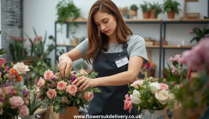 Professional florist creating best Valentine's Day flowers UK delivery